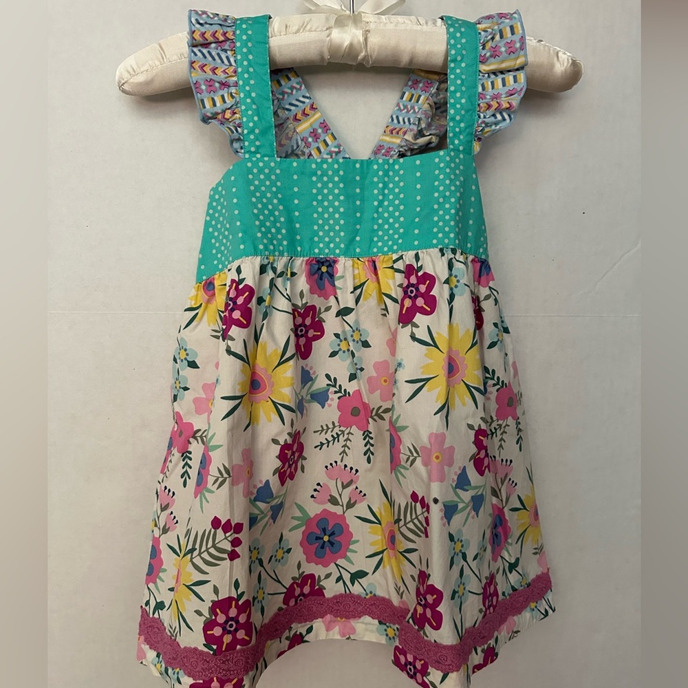 Matilda Jane Floral Tank Top Tunic Cotton Spandex Ruffle Straps